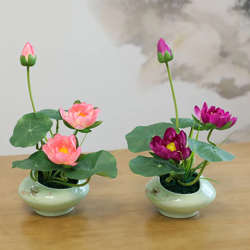 Simulation Lotus Ornaments Fake Plant TV Cabinet Decoration Room Decor Aesthetic Flores Artificiales Para Decoracion Hogar