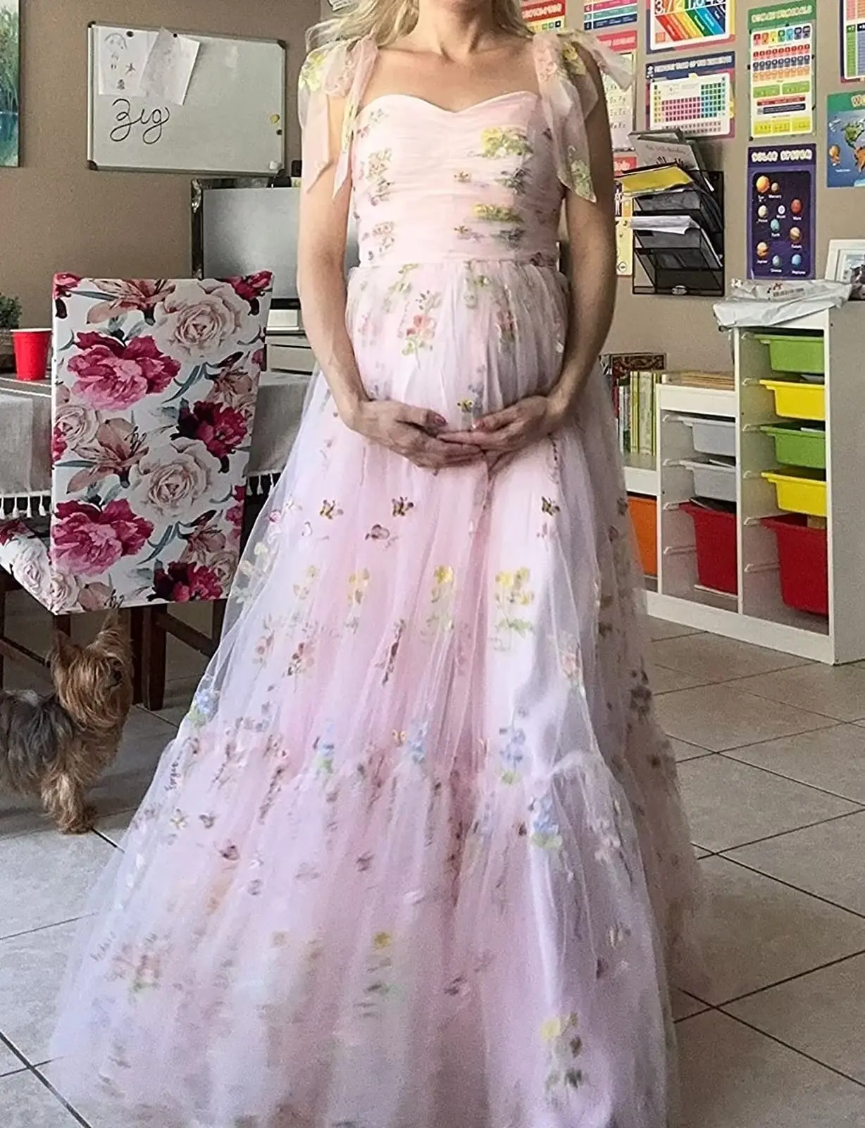 Elegante Tule Een Lijn Prom Dresses 2023 Bloem Borduren Spaghetti Band Sweartheart Hals Formele Avond Party Jurken Voor Vrouwen