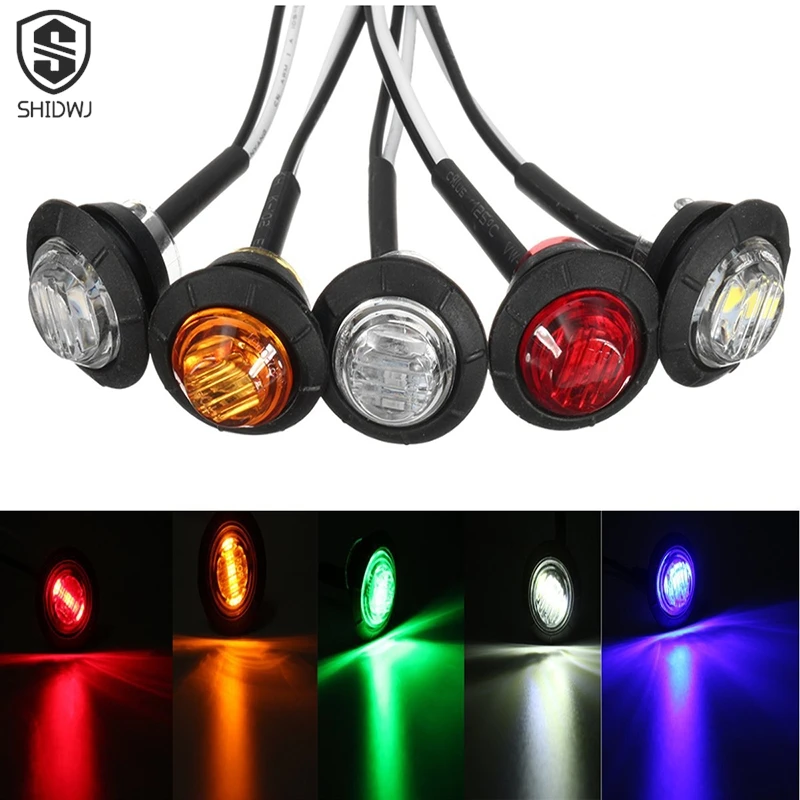 Round Trailer Side Marker Light Yellow White Red 24V 3LED Waterproof LED For Truck Clearance Lights Trucks Turn Signal Lamp