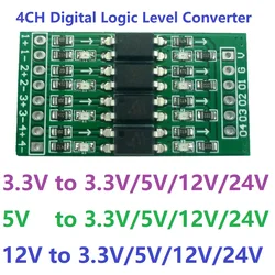 4ch 3.3V 5V 12V 24V Digital Logic Level Conversion Module PNP/NPN to NPN Optical Isolation Board for Arduiuo  NANO STM32 AVR