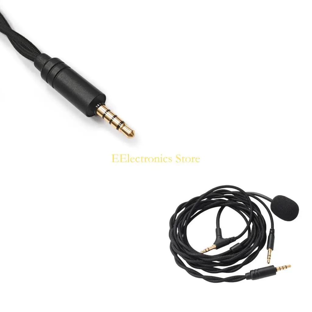 B03C Over Ear Headphone Replacement Cable, 3.5mm Black Cord with Voice Pickup, 150cm Reach and Right Angle End for  AH-D7100