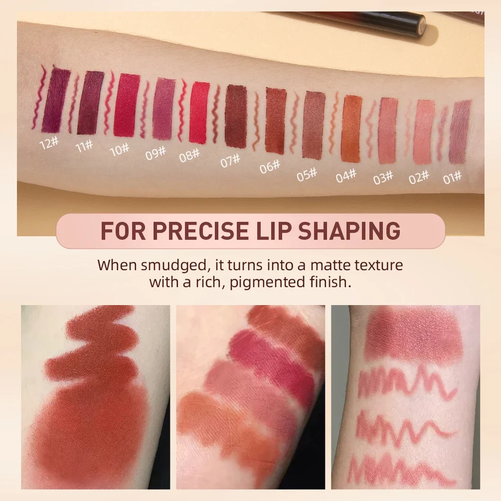 QIBESTLip Liner Waterproof Natural Nude Moisturizing Sexy Velvet Matte Lipstick Lip Liner Line Long-lasting Makeup Makeup