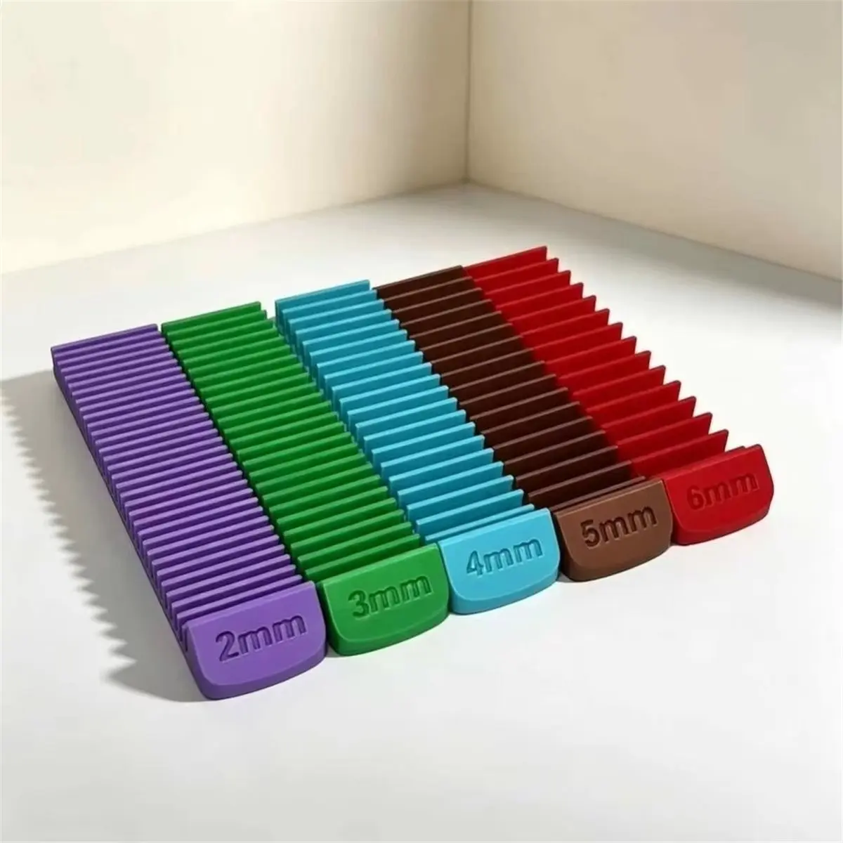 Polymer Clay Thickness Guide , 5 Color-Coded Thickness Cutting Tools (2mm, 3mm, 4mm, 5mm, 6mm),3D Printed