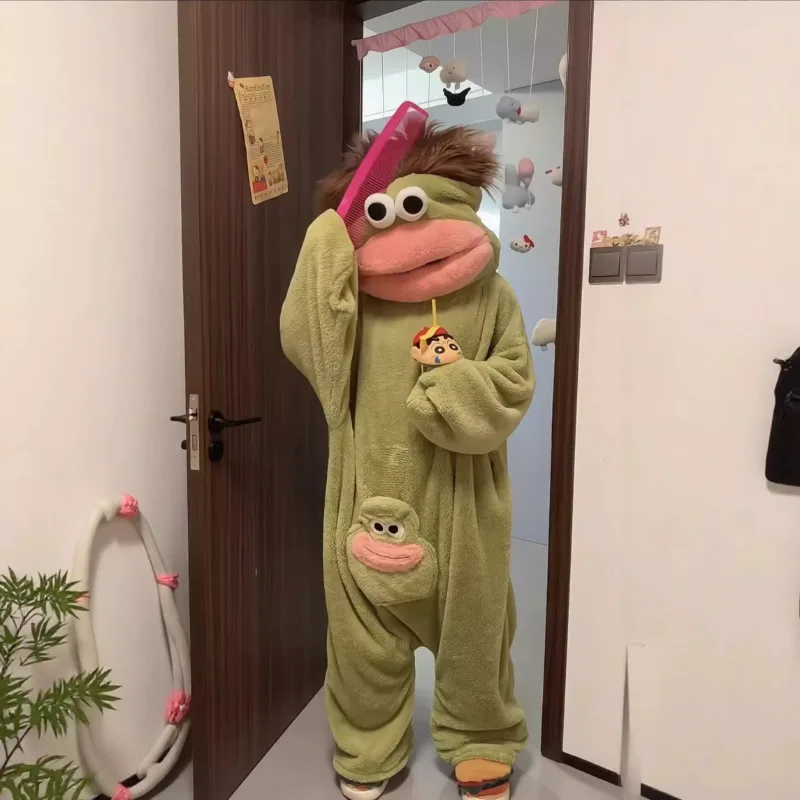 Hot Big Mouth Monster Cute Funny Onesie Pajamas Thickened Coral Fleece Homewear For Couples Men Women Autumn Cartoon Pajamas