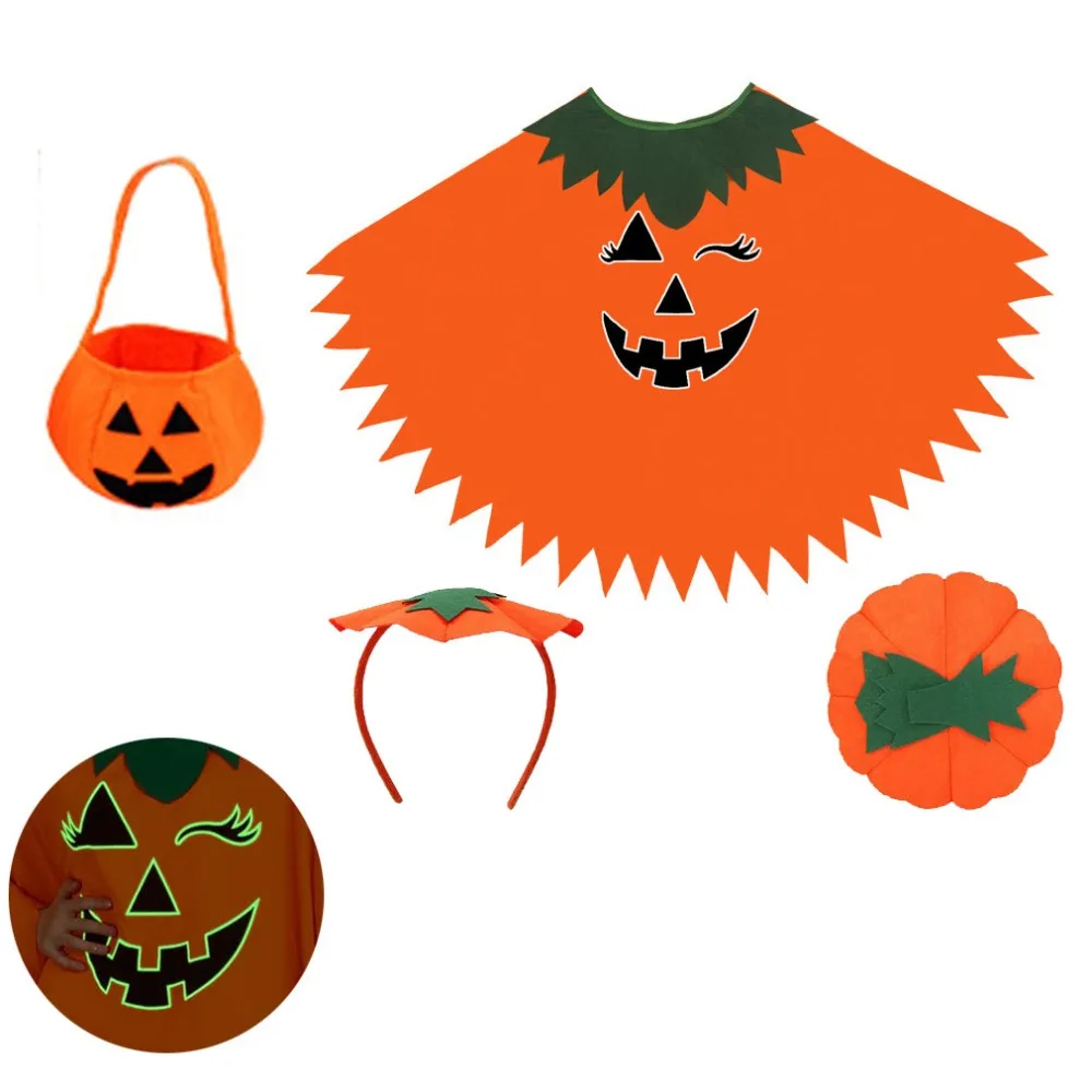

Witch Costume Noctilucent Pumpkin Cloak With Headband Smock Style Pumpkin Cosplay Costume Noctilucent Design Full Suit