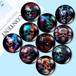 New Lucky Skull Rose  10pcs 12mm/25mm/30mm Round photo glass cabochon demo flat backMaking findings