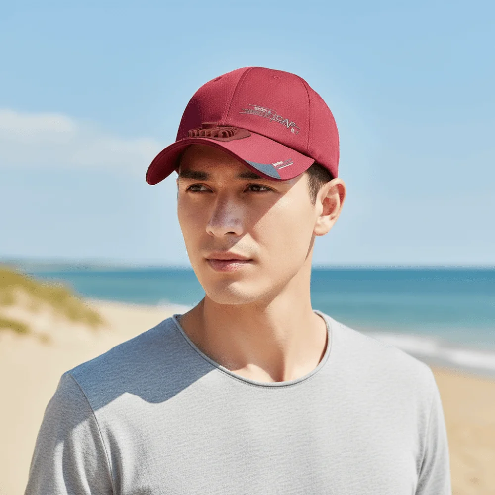 Portable Baseball Cap with Fan Long-lasting Adjustable Rechargeable Fan Hat Polyester Lightweight