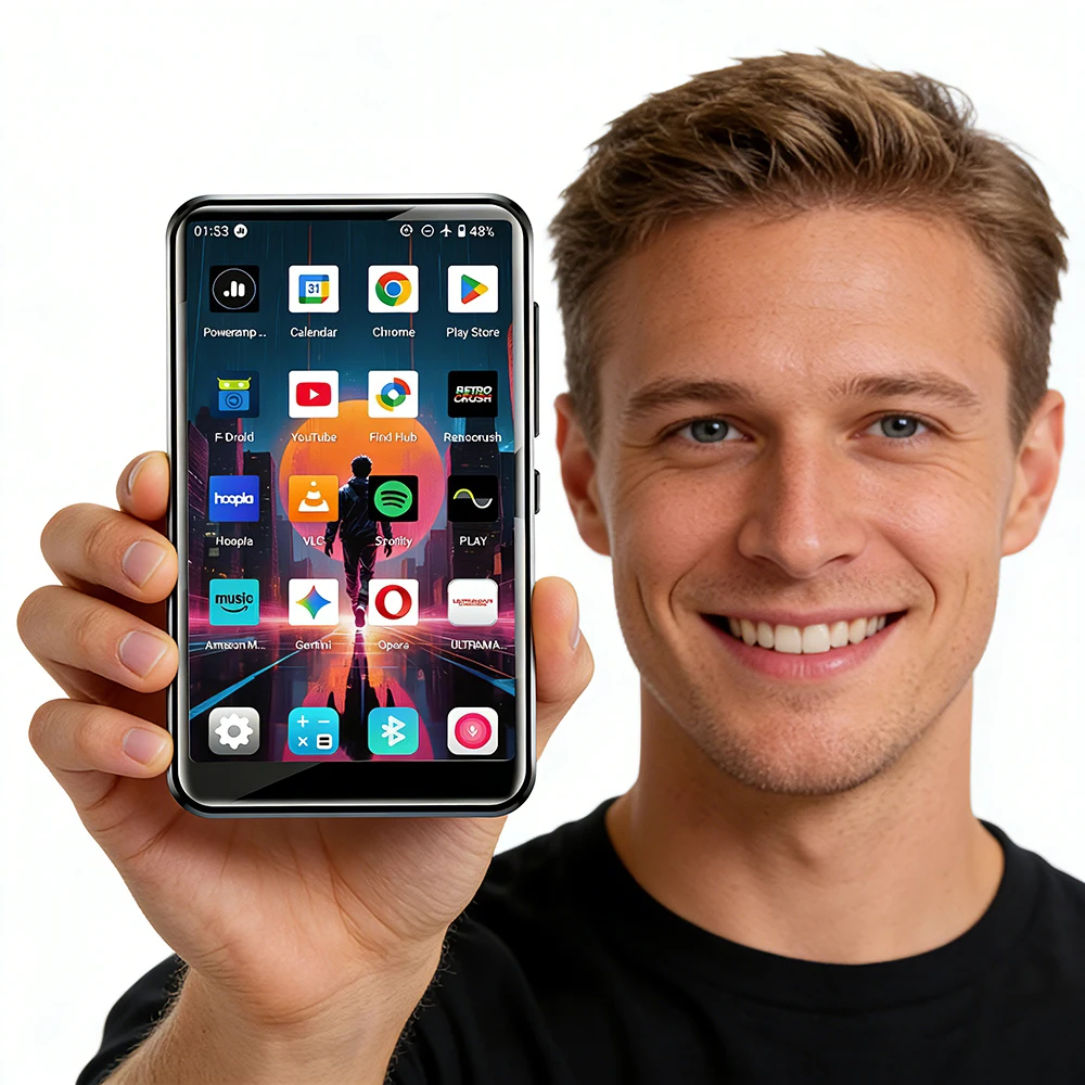 

Медиаплеер Famue 4'' MP4 на Android 10 с Wi-Fi и Bluetooth, карманный MP3/MP4 плеер с поддержкой Google Play Store, загрузки Spotify, Pandora, Tidal