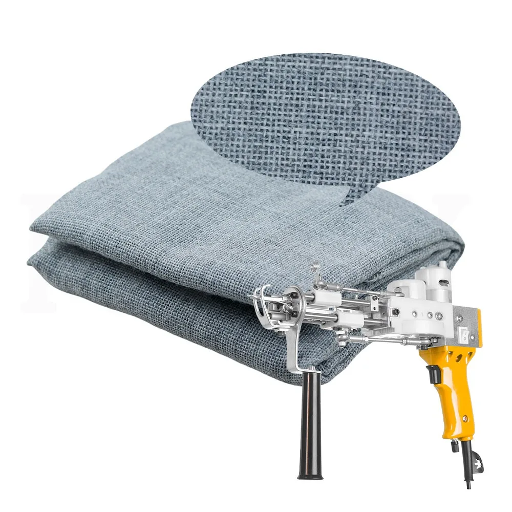 1 متر × 1 متر قماش أبيض رمادي لملحقات السجاد ذاتية الصنع خرامة الخياطة لمسدس التلمم ، قماش خام رمادي قماش كتان صناعي خشن صلب #3