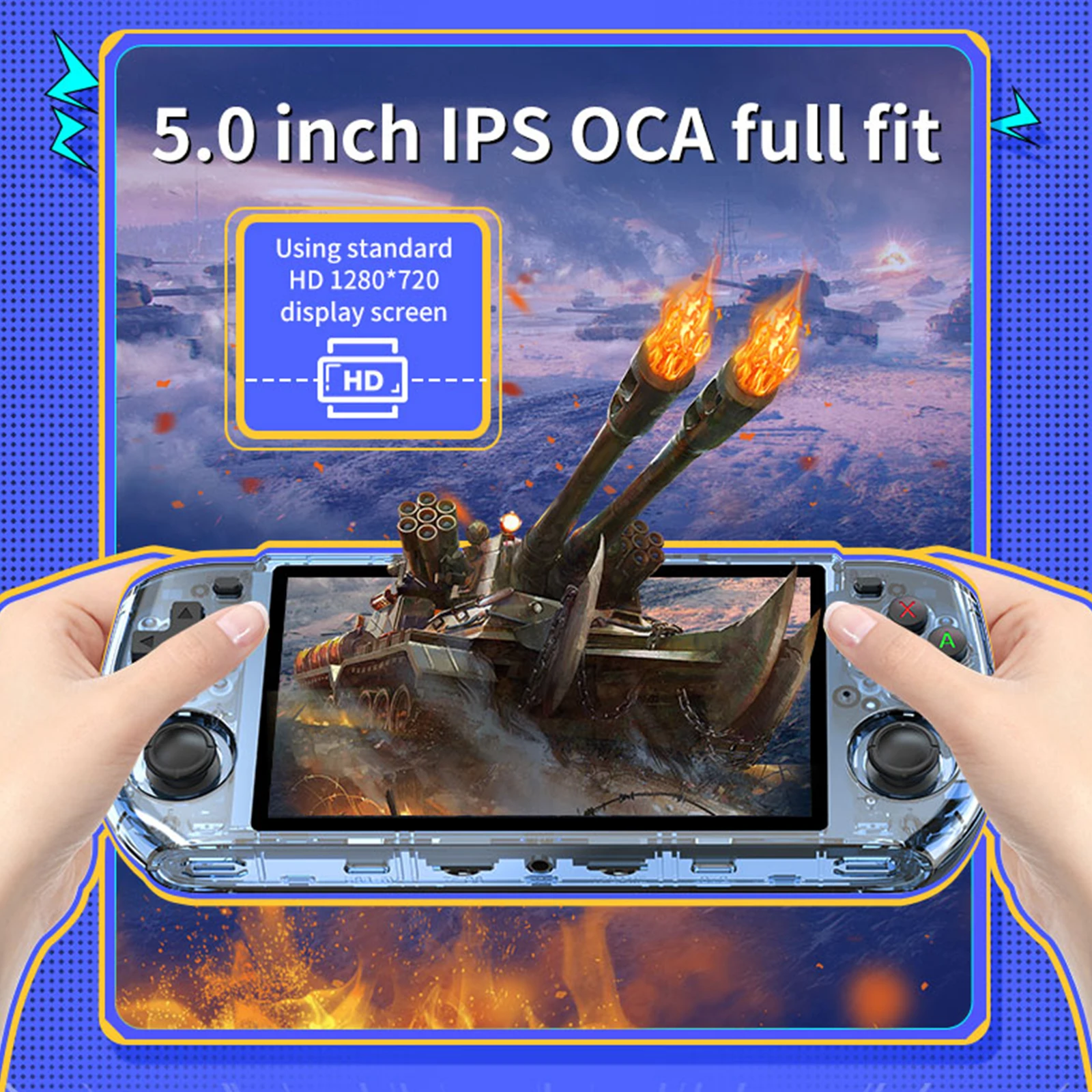 Handheld Game Console 5.0-inch IPS HD Screen Support TV Connection Multiple Play Modes Rechargeable Open Source Gaming Device