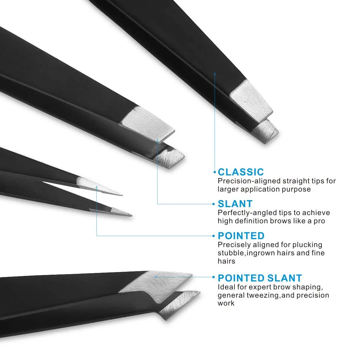 ملاقط الحاجب مع مرآة ماكياج حجر الراين ملاقط من الفولاذ المقاوم للصدأ لتشكيل الحاجب وإزالة اللحية مجموعة كماشة الحاجب #3