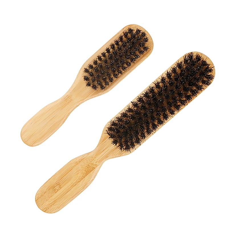 Wood Handle Boar Bristle Cleaning Brush Hairdressing Beard Brush Anti Static Barber Hair Styling Comb Shaving Tools For Men