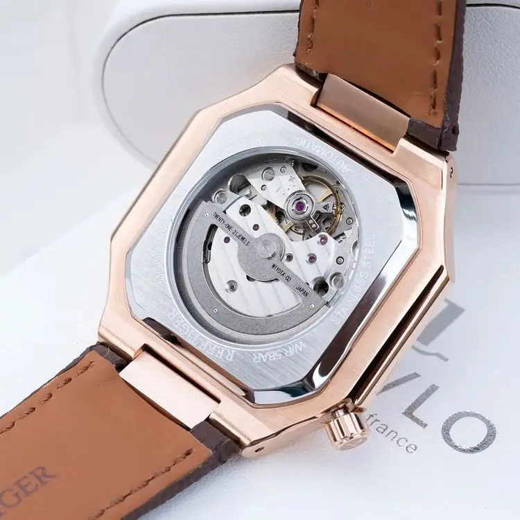 Reef Tiger Men Automatic Watch 44mm Square Mechanical Wristwatch Sapphire Luminous Multi-dial Date 24 Hours