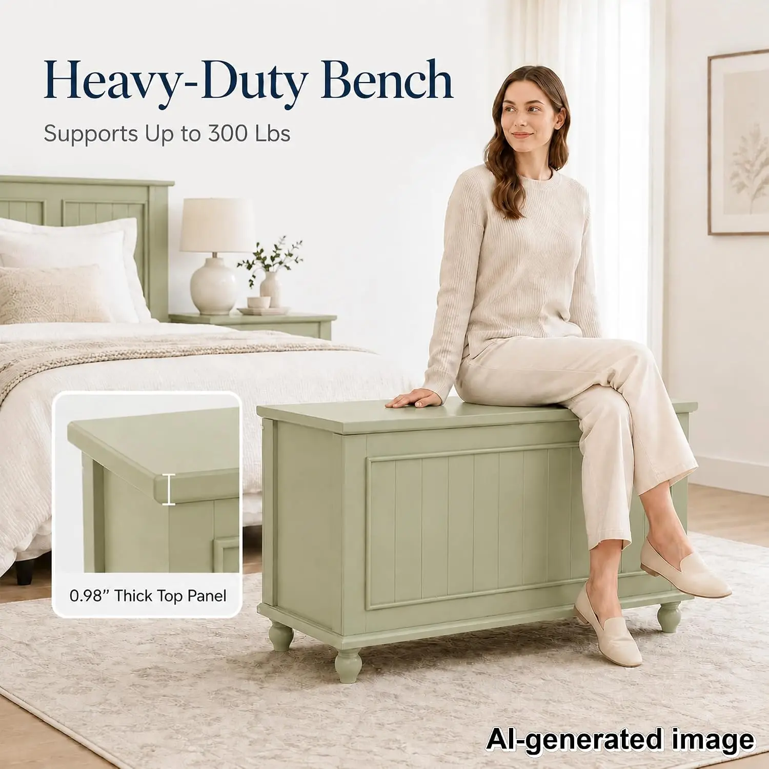 Vintage Wooden Storage Bench Flip Top Chest 39.4'' End of Bed Entryway, Customized