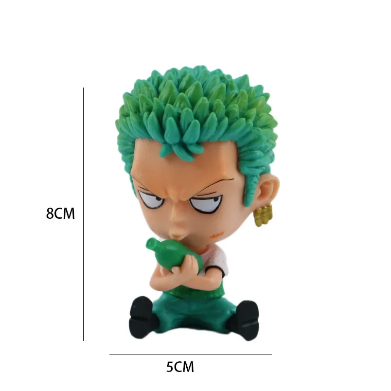 8cm Figurka anime One Piece Monkey D Luffy Roronoa Zoro Kawaii Toys Q Figural Nendoroid Dekoracja samochodu Model PVC Prezent