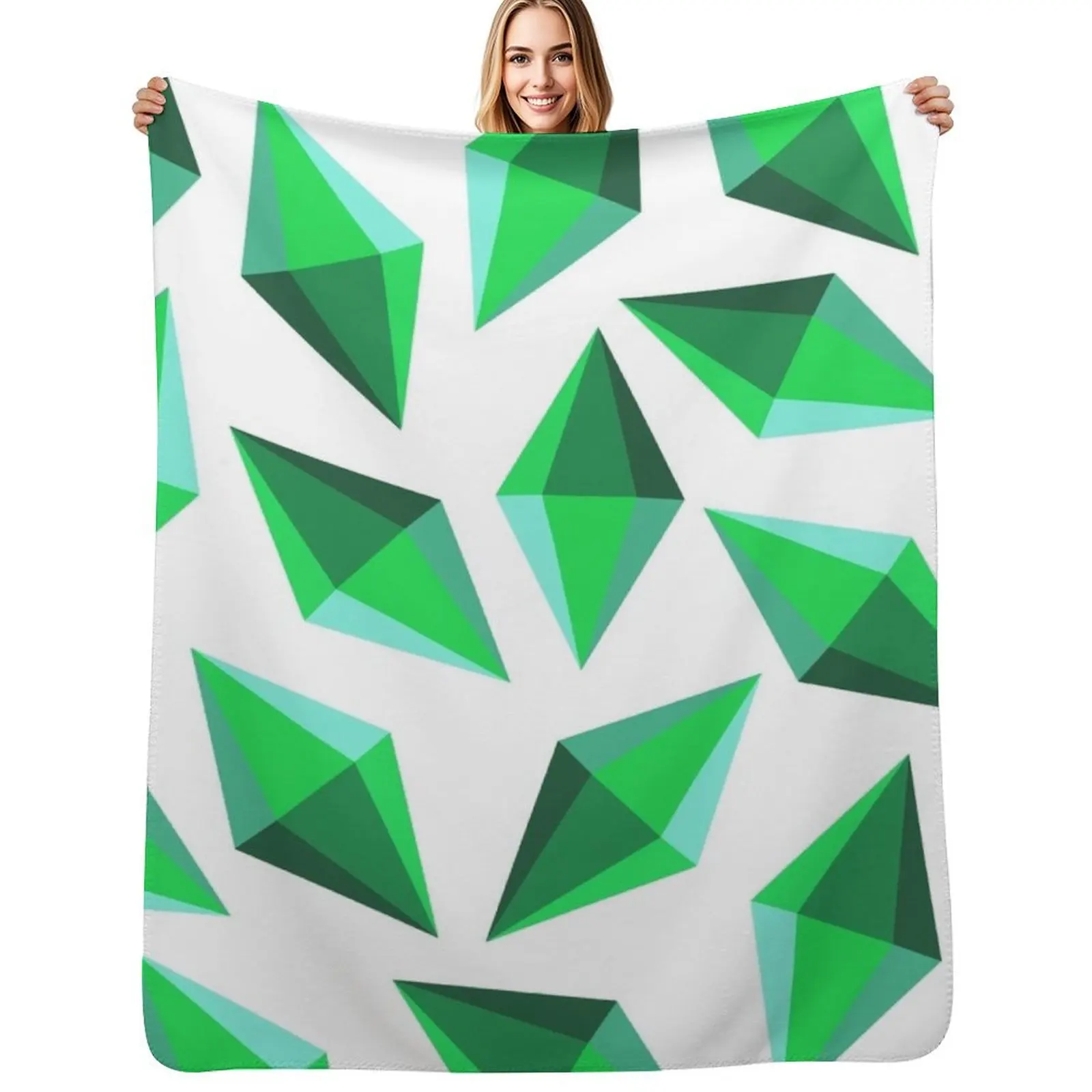 Spinning Plumbobs Alternative Green Throw Blanket Multi Purpose Soft Warm Blanket for Home Travel