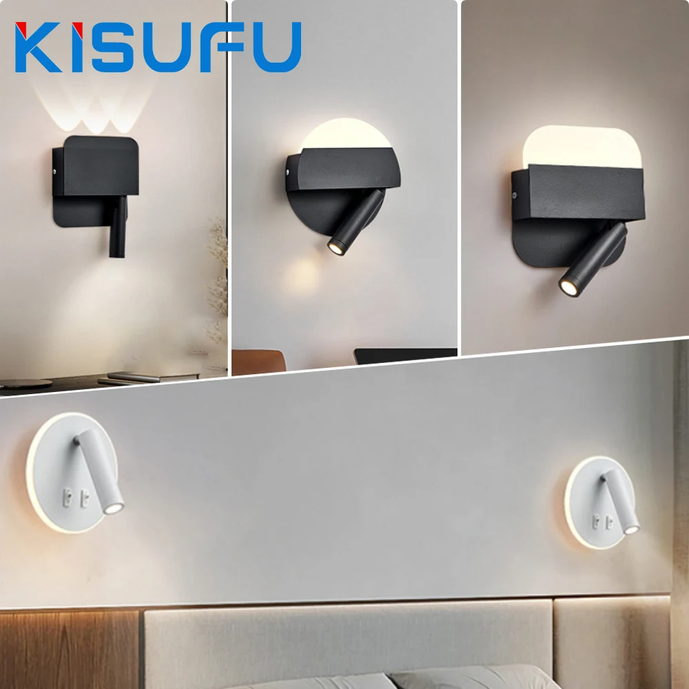 

Wall Light Backlight With switch 350 Degree Rotation Adjustable Spotlight/Wall Lamp For Hotel Bedroom Bedside Study Reading