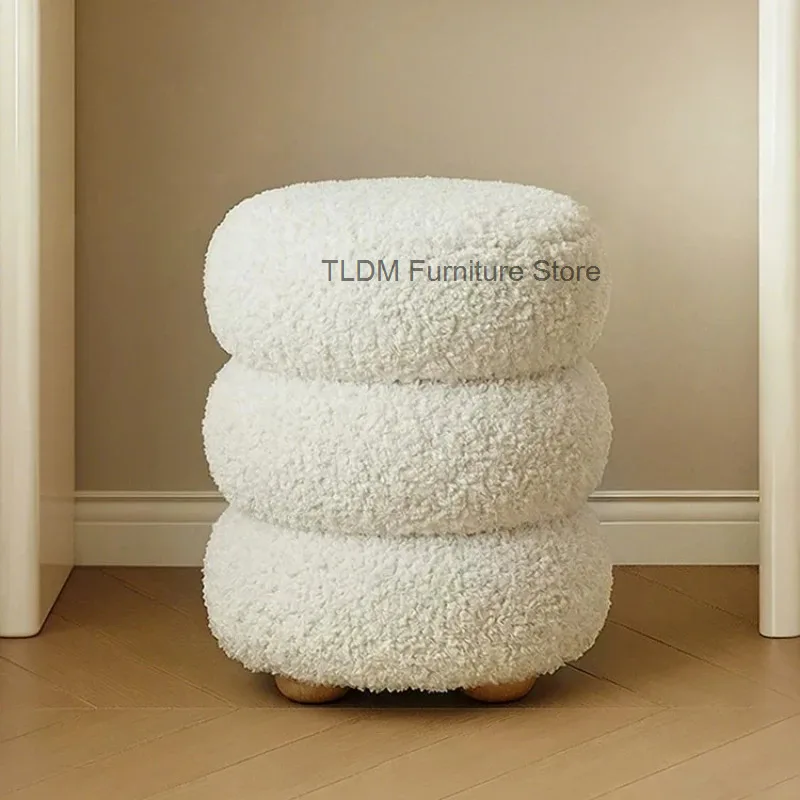Cute Bedroom Wooden Makeup Stool Vanity Pink Stool Vanity Foot Mini White Beauty Girls Silla Tocador Maquillaje Home Furniture
