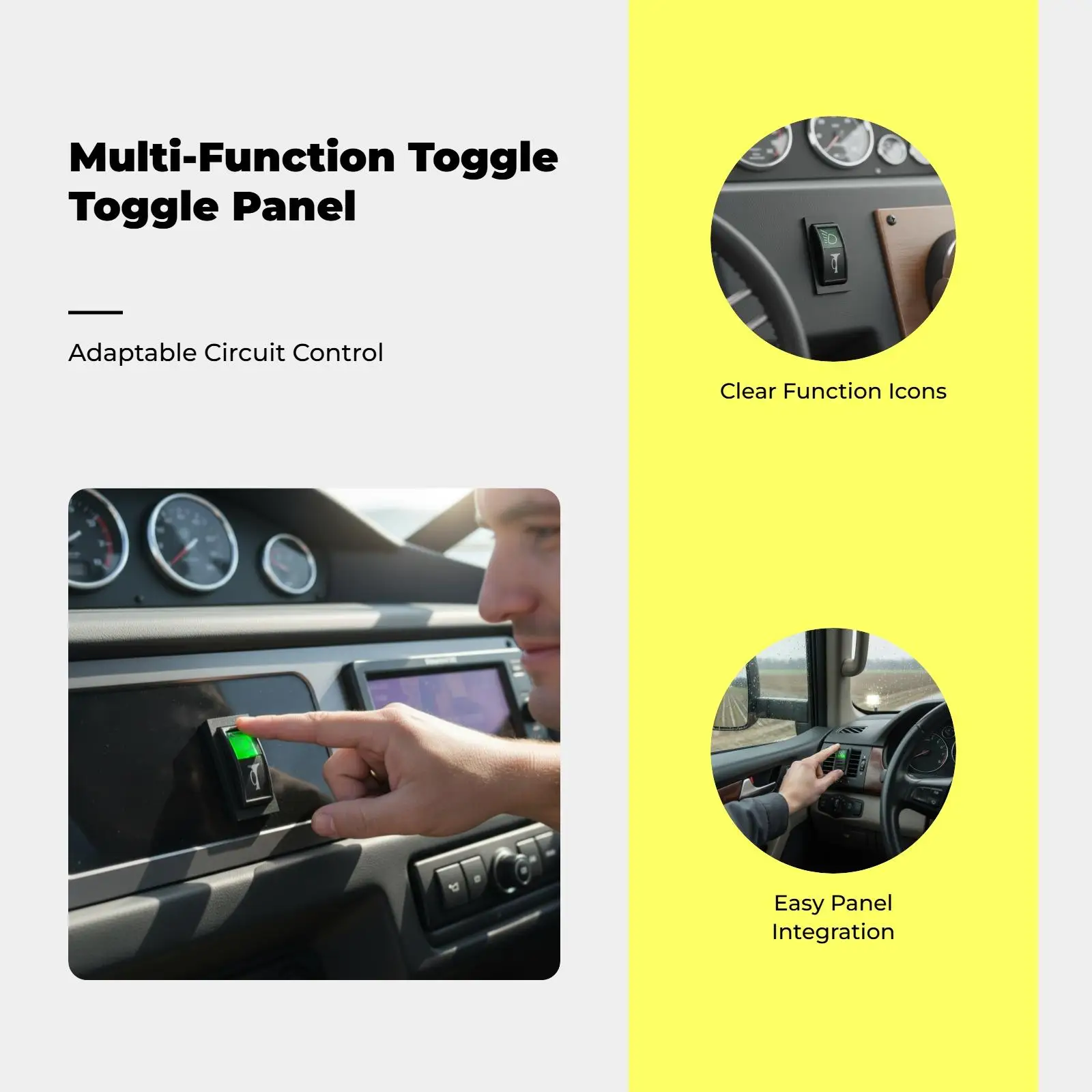 Vehicle Light Switch 12V Waterproof Toggle Control Plastic Durable Universal for Cars Tractors Trailers