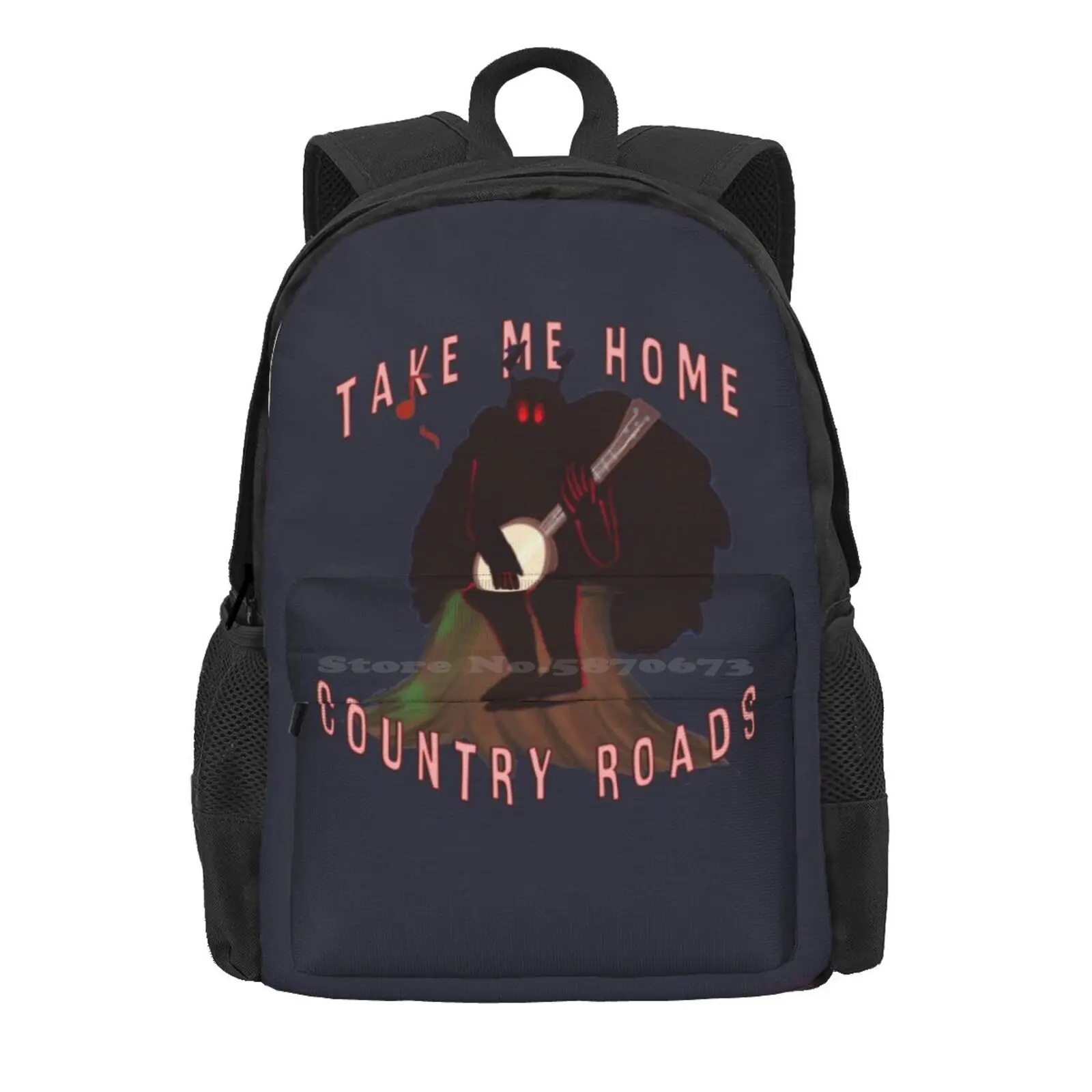 Mothman, Country Roads (But Like He Has A Banjo) Hot Sale Schoolbag Backpack Fashion Bags Mothman John Denver Point Pleasant image 2