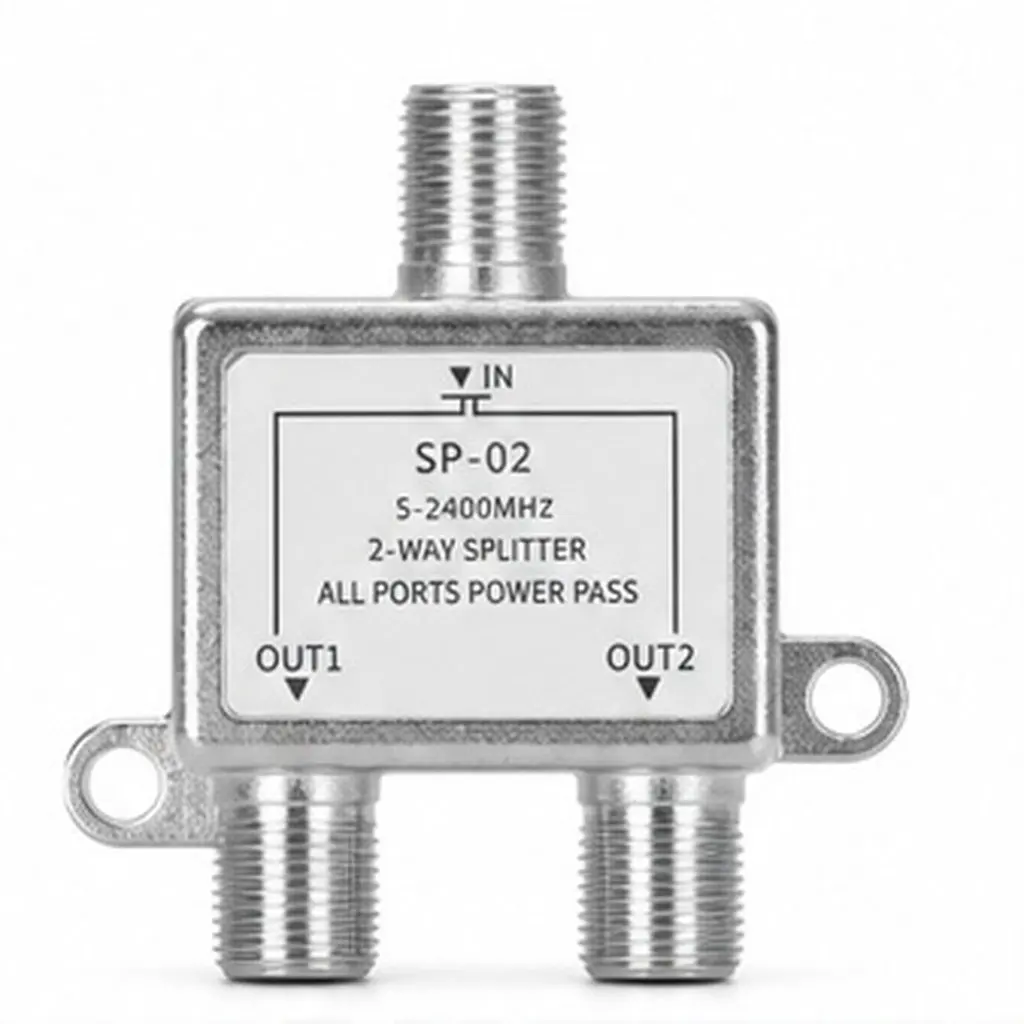 Coaxial Cable Splitter 2 Way 5-2400Mhz TV Satellite Cable Splitter for Amplified Antenna High Distribution
