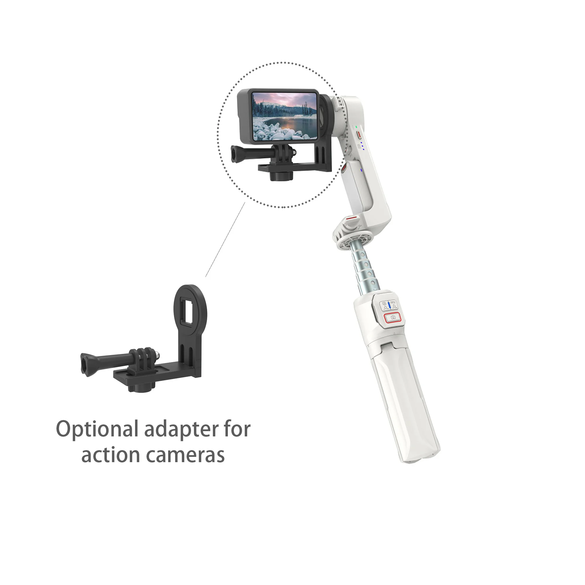 

Factory Direct Wholesale Gimbal Selfie Stick with Fill Light and Built in Extension rod for mobile phone or