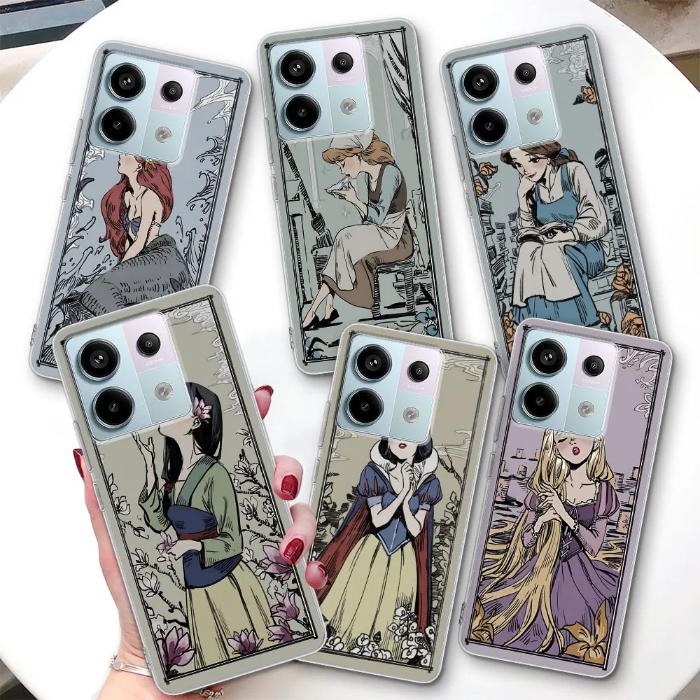 Disney Ariel Princess Case for Xiaomi Redmi Note 13 10 11 11S 8 12 Pro Plus 11E 9 9S 10S 11T 5G 12S Transparent TPU Phone Cover