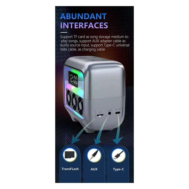 Bluetooth-динамик, стереодинамик, беспроводное зарядное устройство, светодиодный светильник, будильник, станция быстрой зарядки для смартфона