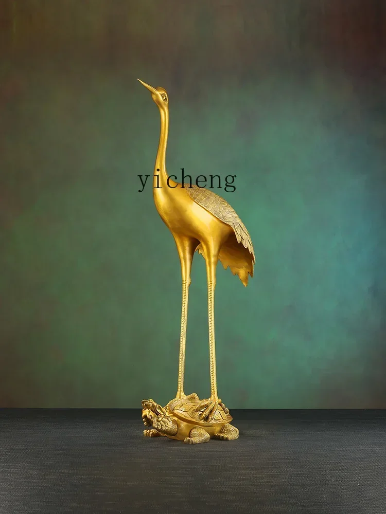 v7 Copper Crane Ornament Crane Red-crowned Crane Living Room Entrance Wine Cabinet Decoration Birthday Gifts