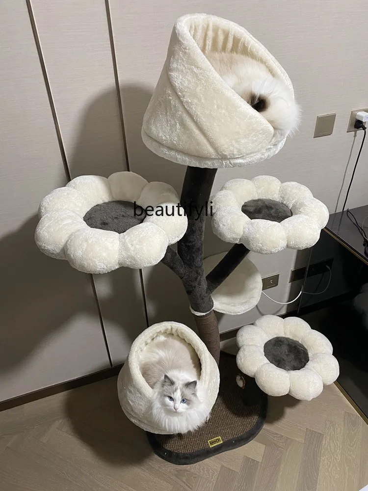 Cat Climbing Frame Flower Climbing Frame Medium and Large Jumping Platform Nest Integrated Sisal Grinding Claw Scratching Pole