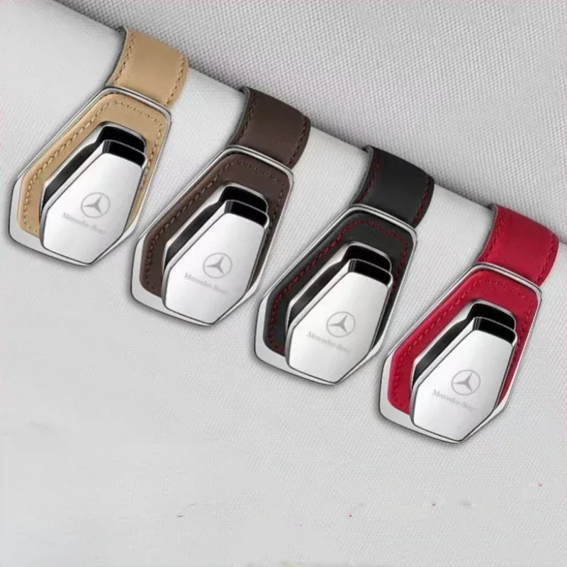 Car Glasses Case Leather Sun Visor Sunglasses Metal Holder Card Ticket Holder Glasses Holder For Mercedes-Benz W253 X253 X205