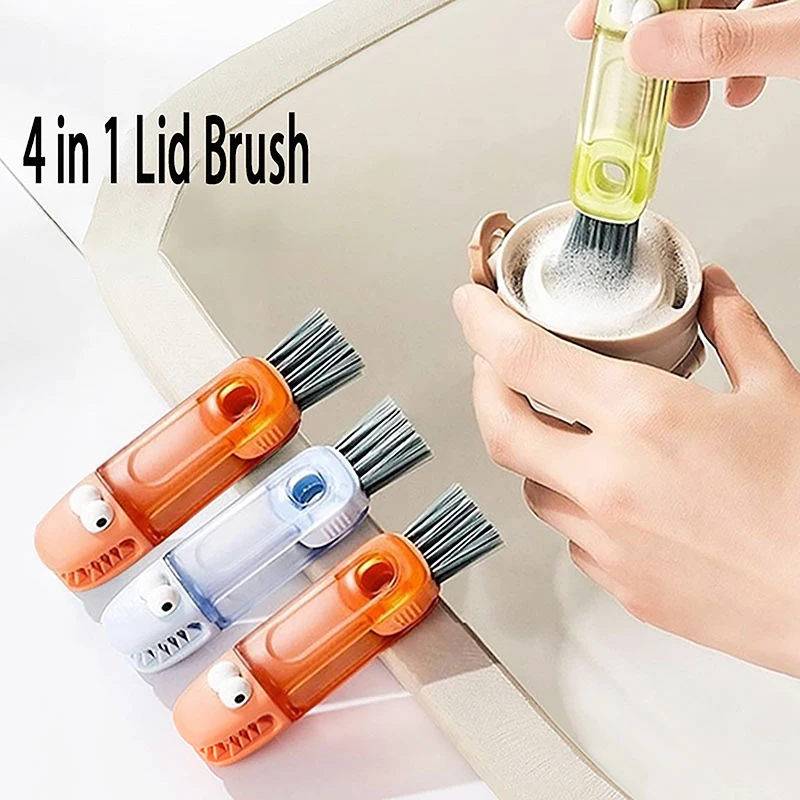 3 In 1 Bottle Gap Cleaner Brush Multifunctional Cup Cleaning Brushes Water Bottles Clean Tool Mini Silicone U-shaped Brush