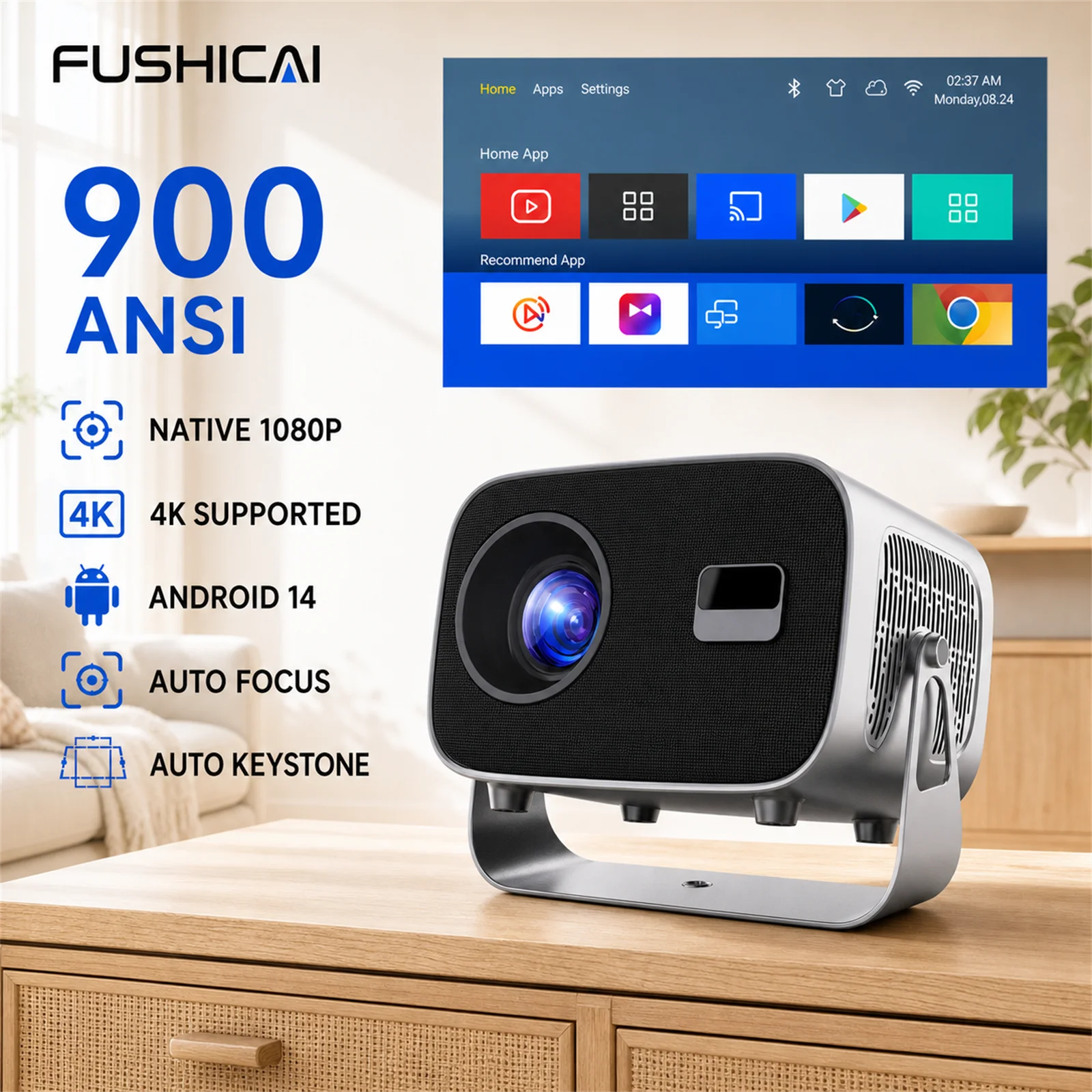 FUSHCAI Vidéoprojecteur Extéri - Home Cinema Entertainment avis et prix