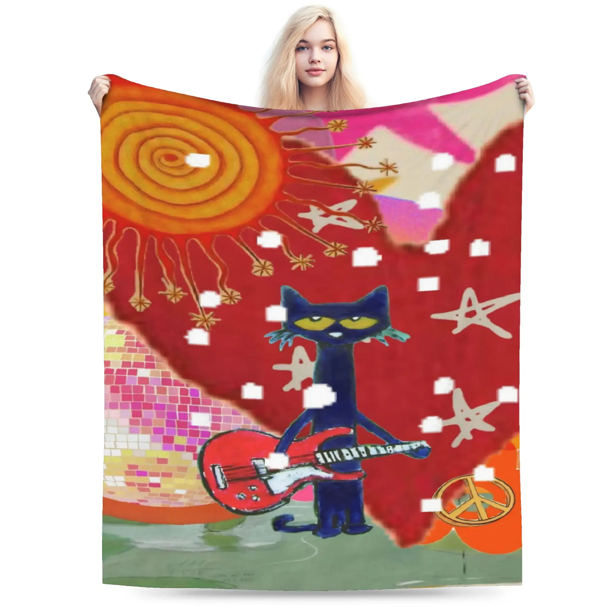 Comfortable Pete The Cat Blanket Stuff Bed Decorative  Throw Blankets Super Soft Fleece for Outdoor