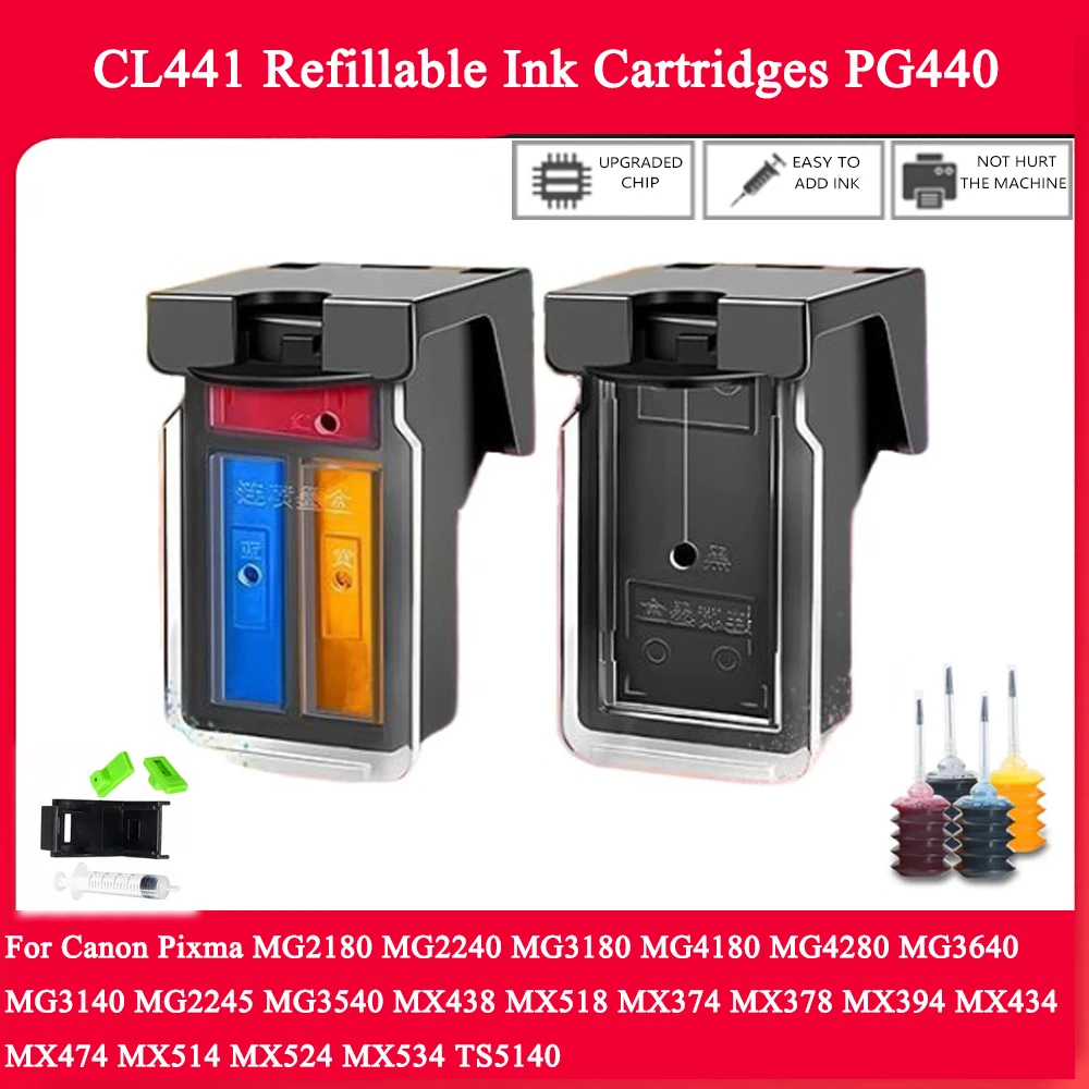 

CL441 многоразовые картриджи pg440 для Canon Pixma MG2180 MG2240 MG4280 MG3640 MX438 многоразовый картридж PG440 cl441XL