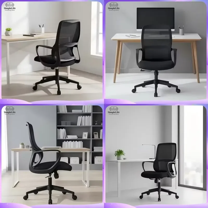 Modern Ergonomic Office Chair High Back PU Leather Computer Desk Chair Adjustable Height Lumbar Support Metal Base Gaming