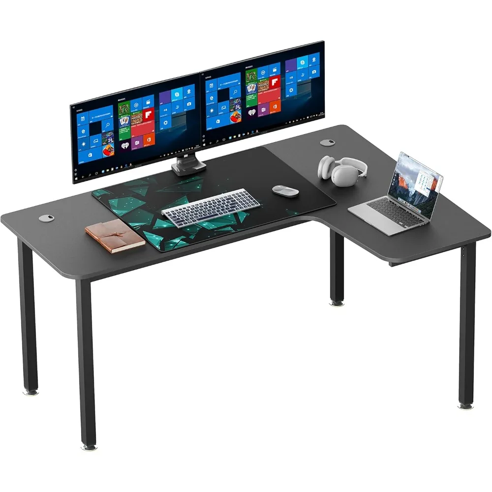 

L Shaped Gaming Desk, 61 Inch Computer Corner Desk, Modern Office Study Writing Desk, Home Gaming Table with Mouse Pad & Cable