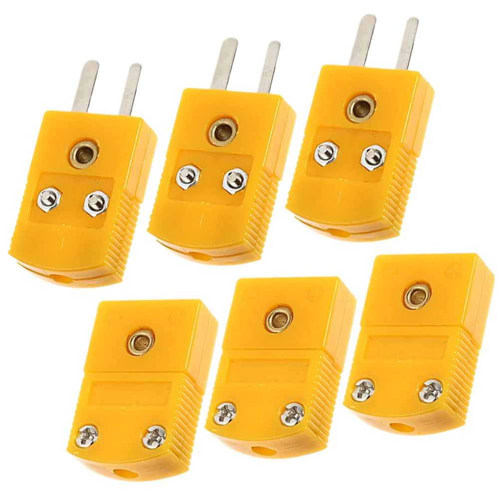 

4 Sets Type Thermocouple Connector Male Female Plugs Thermocouple Connector Yellow Plastic Insulation Electrical Equipment