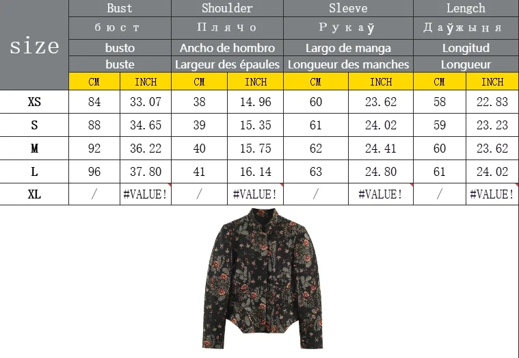 Damen Freizeitjacke mit Blumenmuster, figurbetont, Stehkragen, lange Ärmel, Knopfleiste, Peplum-Ärmel, Damenmode, Herbst, Party-Mantel – Detail 1