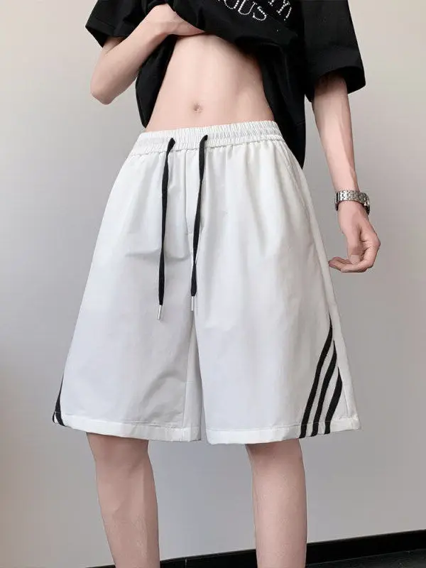 

Модные американские спортивные шорты в полоску для мужчин, летние тонкие свободные повседневные шорты для баскетбола, длина до колена