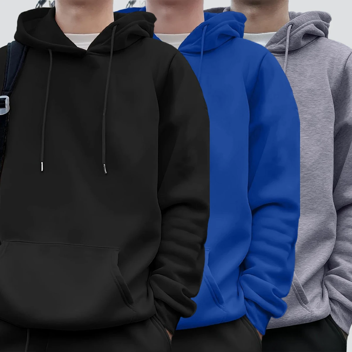 

Однотонная одежда с карманами для поездок на работу, теплый базовый пуловер, мужская спортивная уличная толстовка с капюшоном, осенняя универсальная уличная одежда, повседневные мягкие толстовки