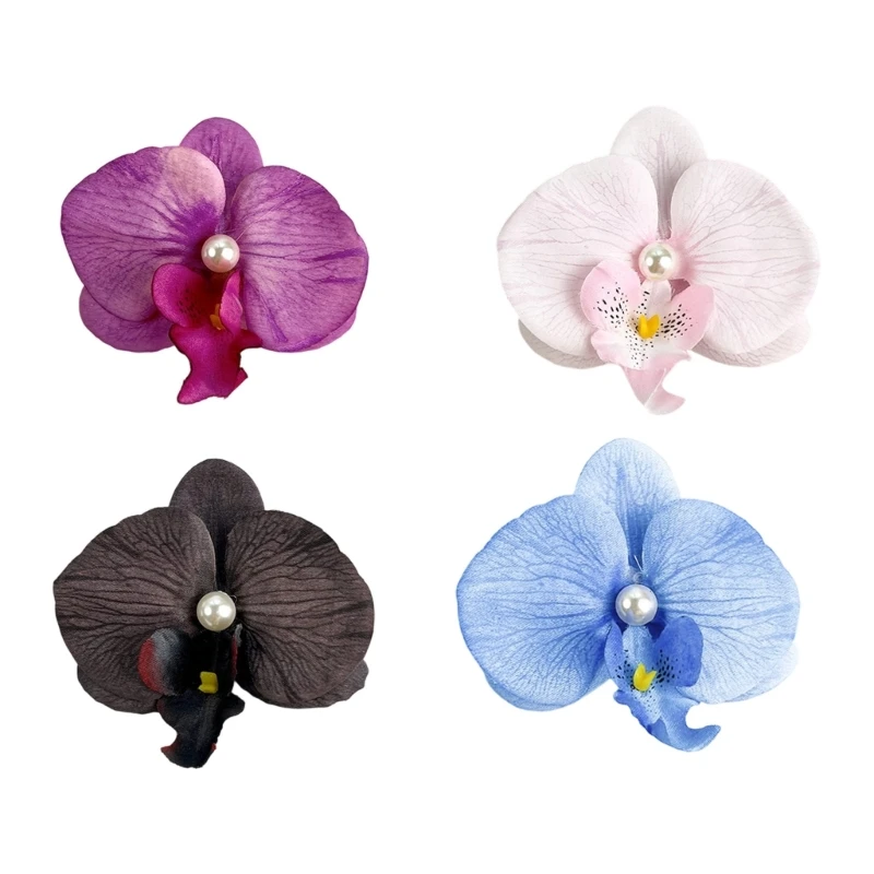 30 Stück realistische Blumendekoration mit Perlen verziert für Haarstylings 3XUF – Detail 1