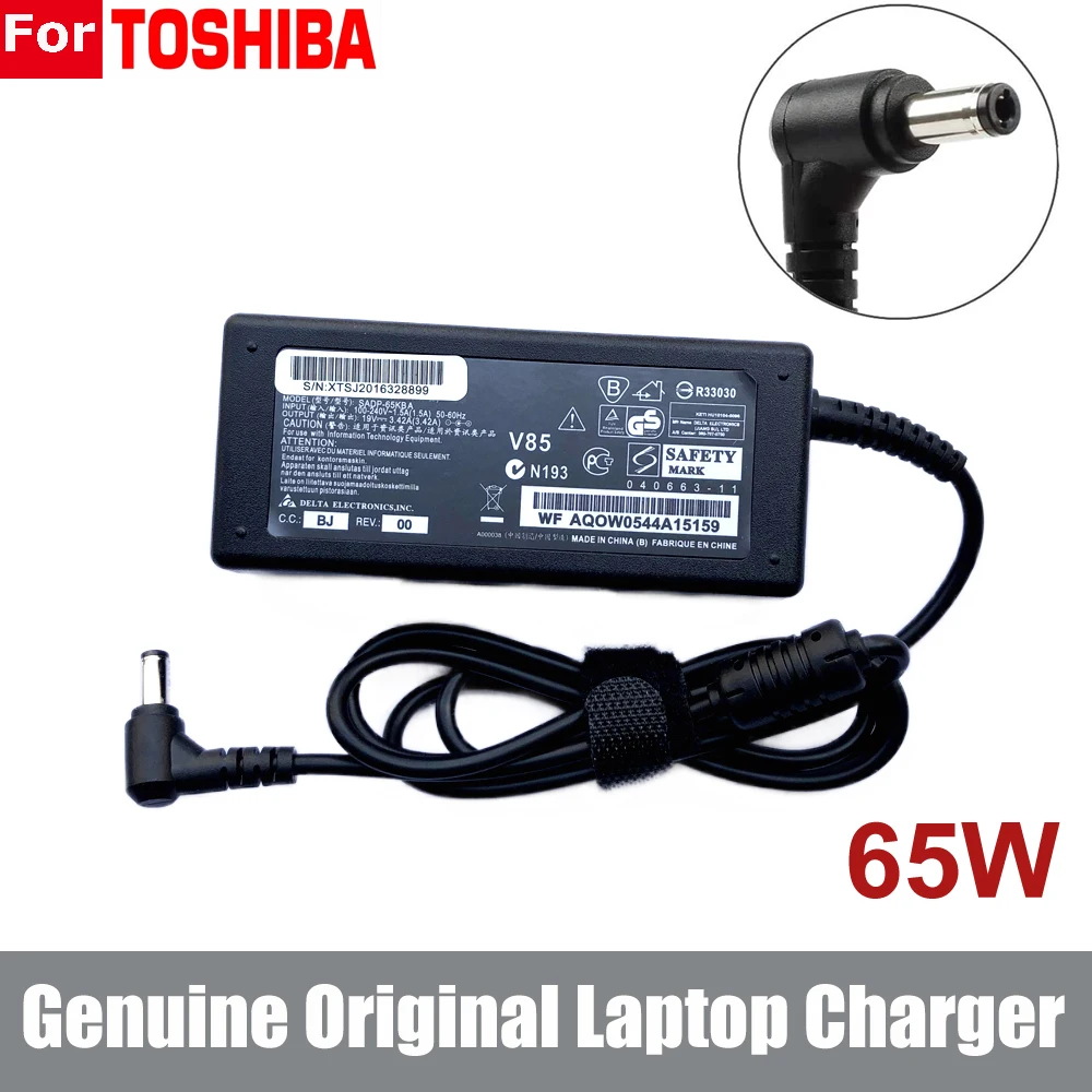 Original 65W 19V 3.42A AC Adapter Charger Power Supply For Toshiba N193 V85 R33030 Laptop Satellite C650 C660 C50 C55 L50 C665D