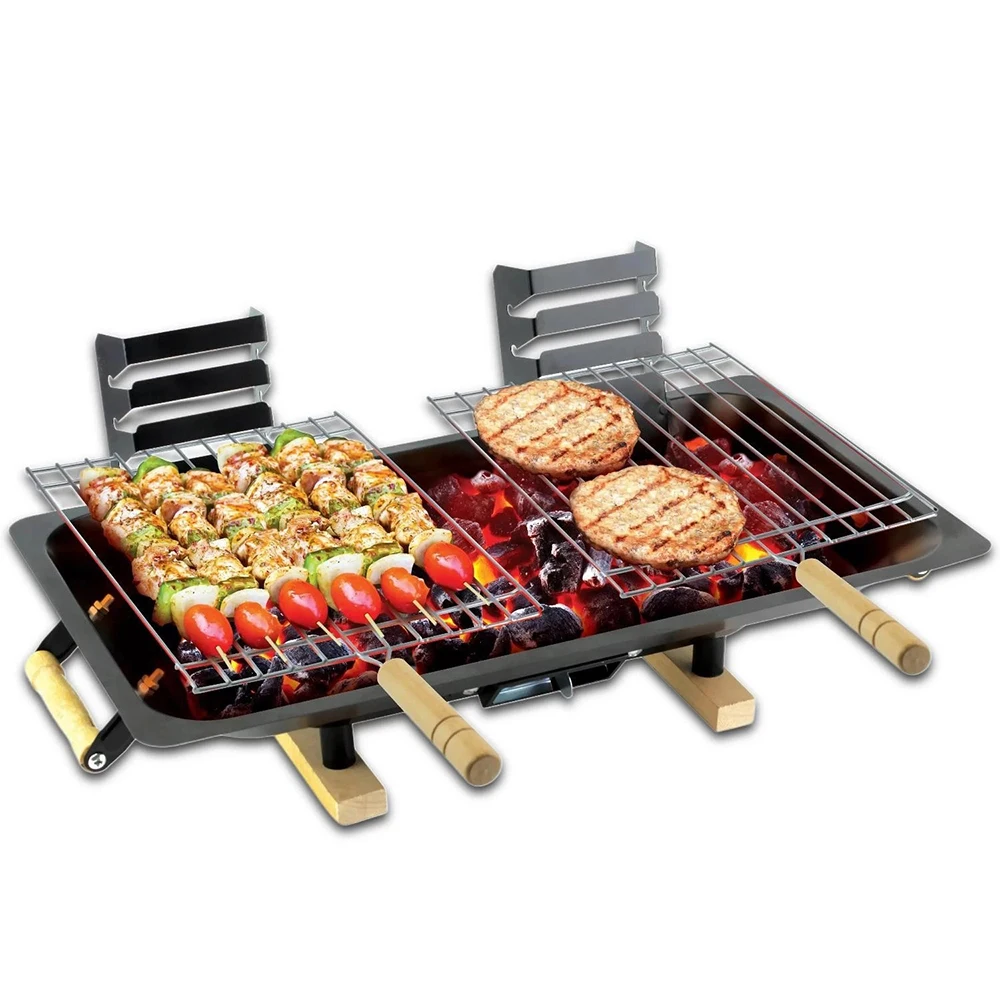

Portable Modern Iron Kebab Grill Folded Outdoor Charcoal BBQ for Camping and Barbecuing in the Wild