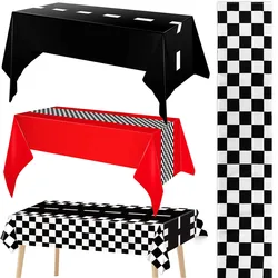 Black and White Checkered Tablecloths Checkered Flag Tablecover Table Runners Racetrack TableCover Racing Birthday Party Supplie