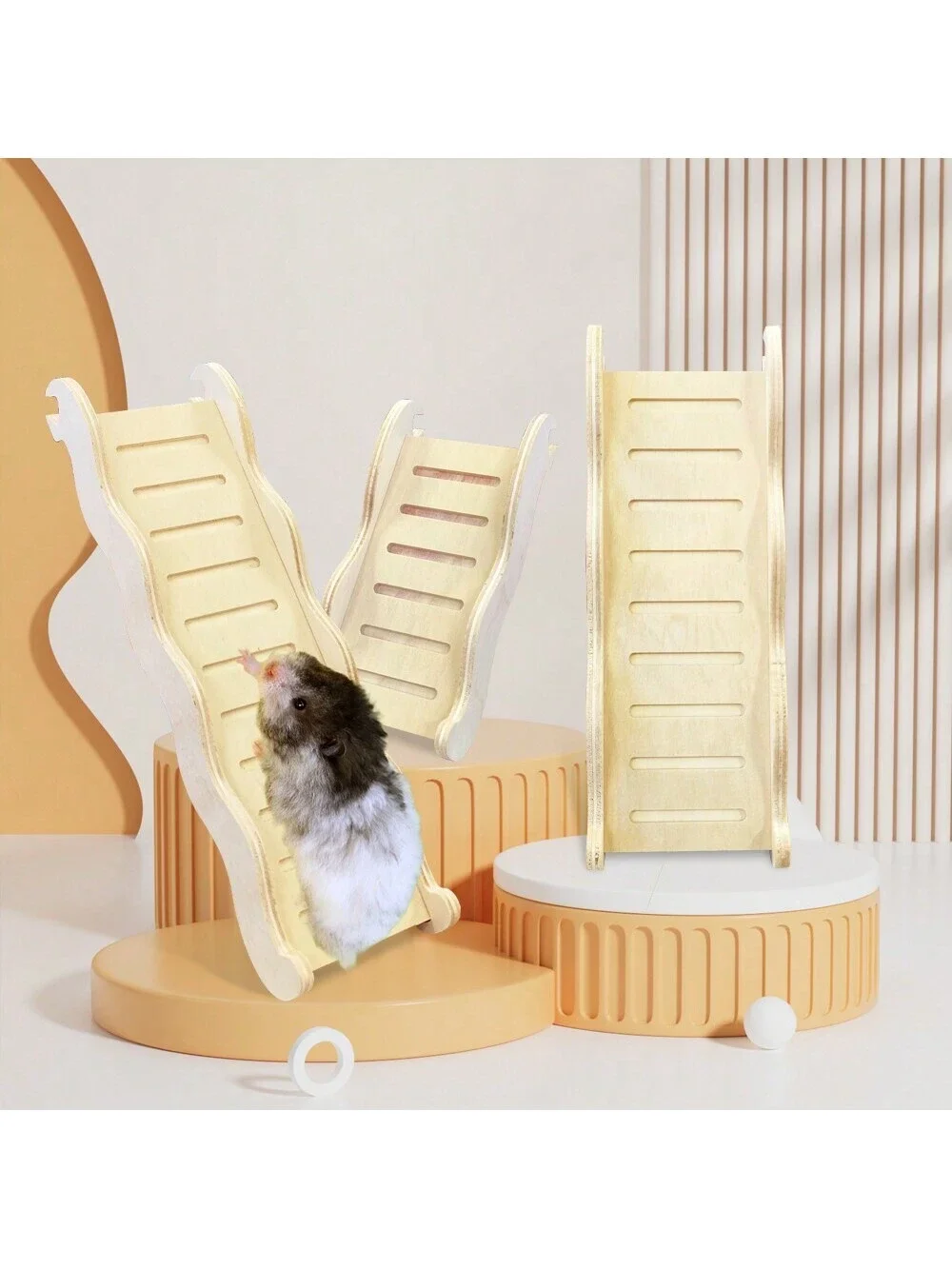 Escada de hamster antiderrapante em forma de onda, decoração de plataforma de gaiola de brinquedo adequada para animais de estimação pequenos durante todo o ano, 1 peça