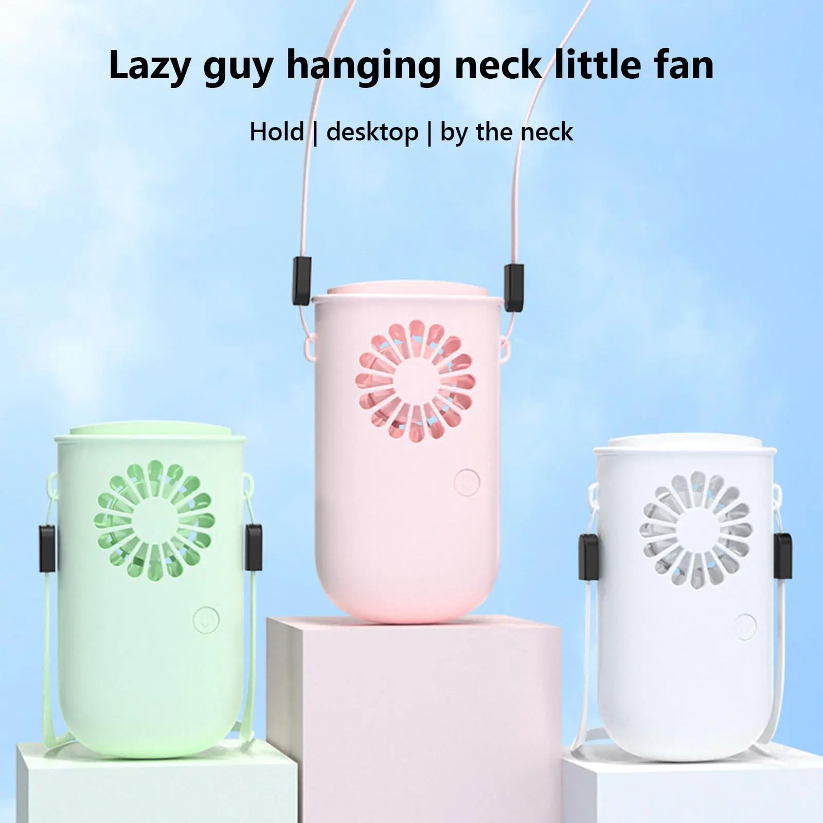 Portable Neck Fan Rechargeable Mini Hanging Neck Small Handheld Neck Desk 3 in 1 Personal Small Fans for Home