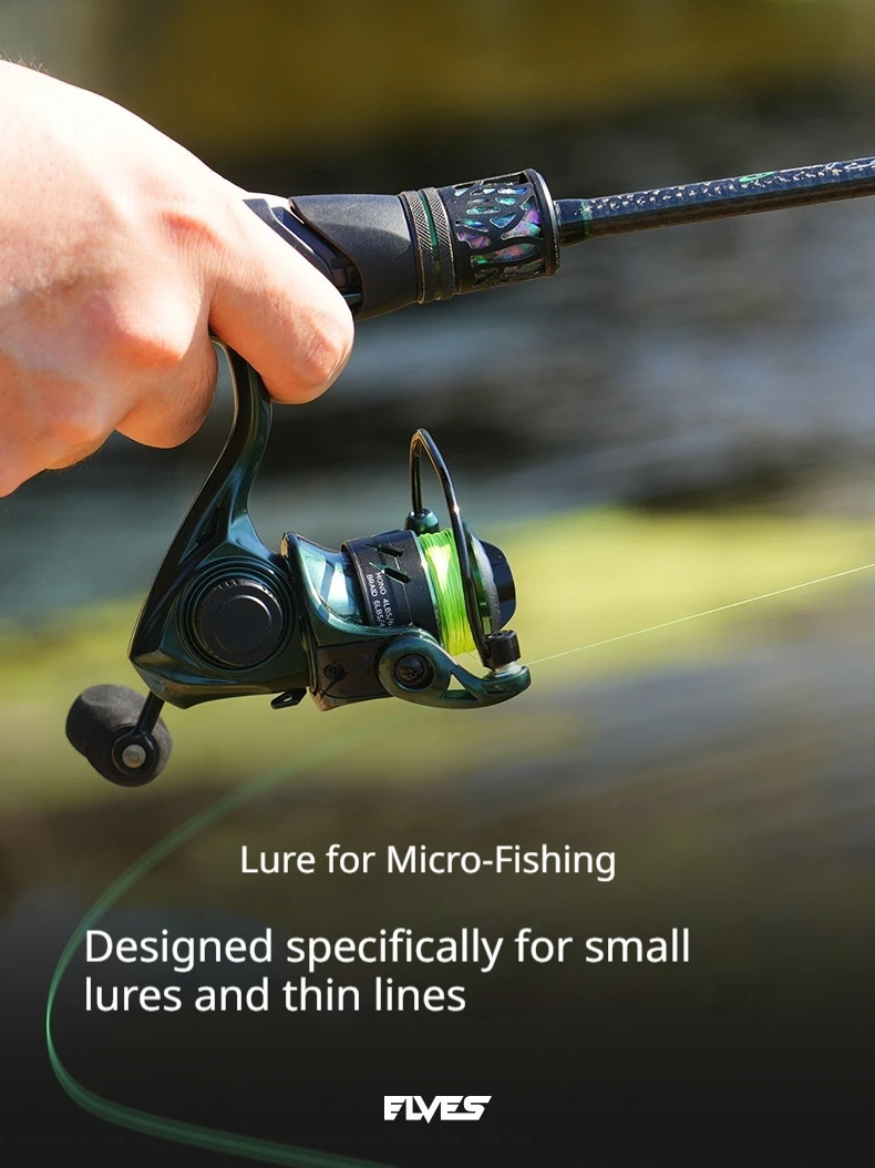 Cadence Mini-Spinnrolle, kleine Angelrolle mit schräger Spule aus Metall für Köderruten, Süßwasser-Angeln im Freien, für Angler – Detail 29