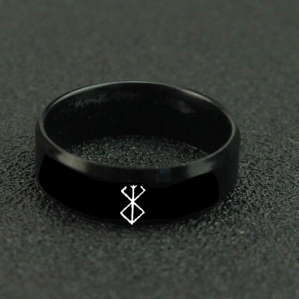 Anime Peripheral Berserk Ring Commemorative Fashion Simple 4 Colors Cool Laser Stainless Steel Ring Men Women Jewelry