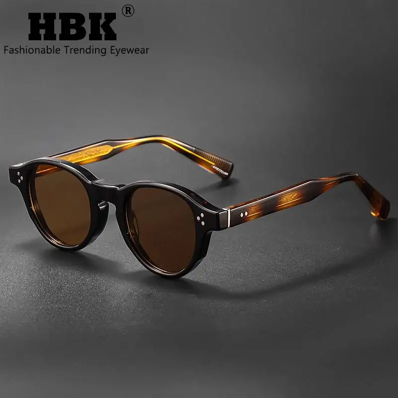 HBK Retro Einfache Herren-Sonnenbrille, runder Kern, Einsatzbein, Luxus-Sonnenbrille, Damen, Outdoor, Party, Urlaub, Reisen, ideale Wahl – Detail 1